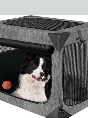 Nottia Folding Portable - SOFT PET - DOG - CRATE CARRIER KENNEL - GRAY